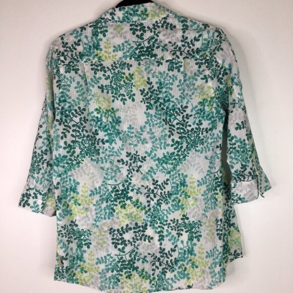 Woolrich blouse roll up sleeves green leaves - Picture 4 of 8